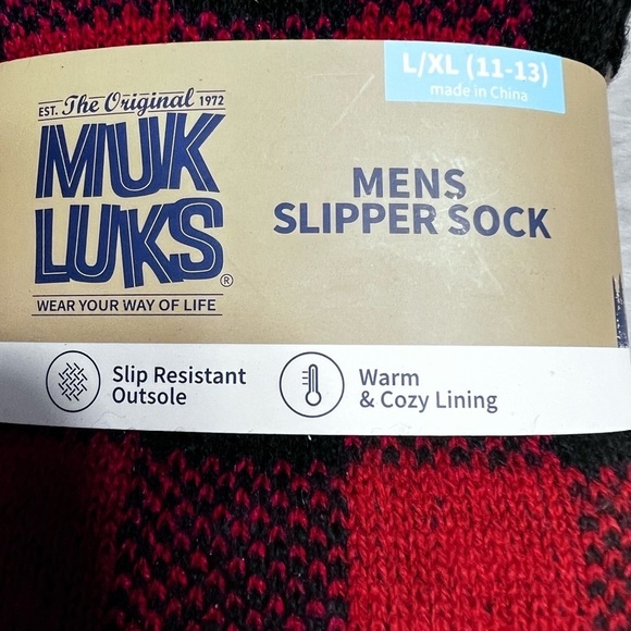 Muk Luks red checkered mens slippers slocks size L-XL (11-13) - Picture 5 of 5